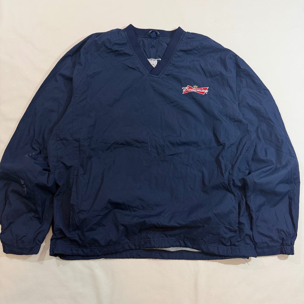 Sport-Tek Windbreaker Pullover Men XL Navy Budweiser Bud Light JST72